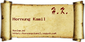 Hornung Kamil névjegykártya